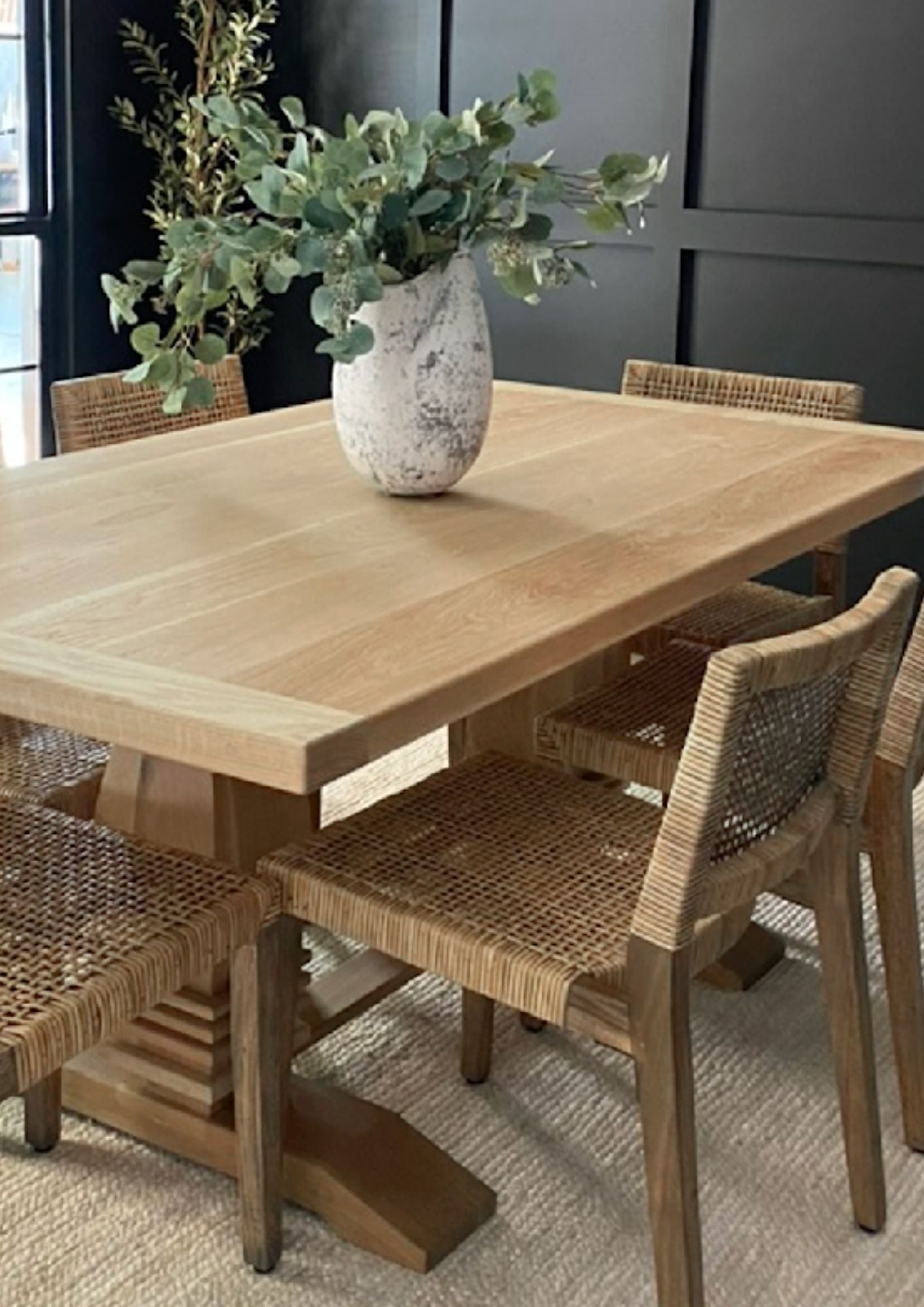 The Rae Dining Table - Trestle : Solid Top