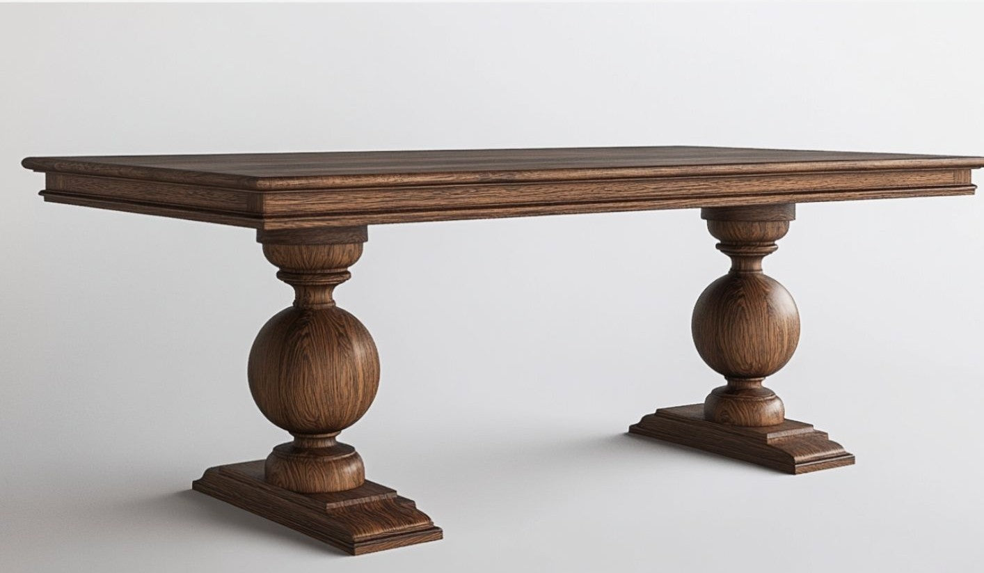 The Rae Dining Table - Trestle : Solid Top