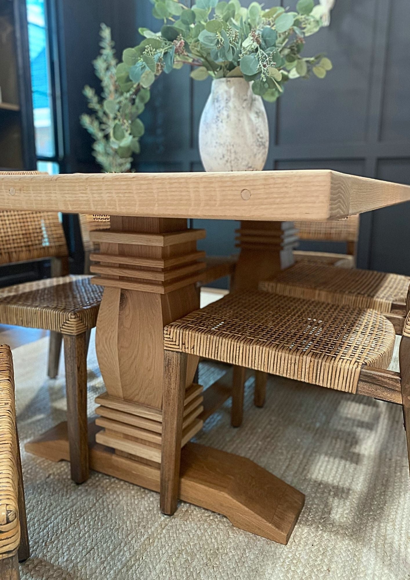 The Rae Dining Table - Trestle : Solid Top