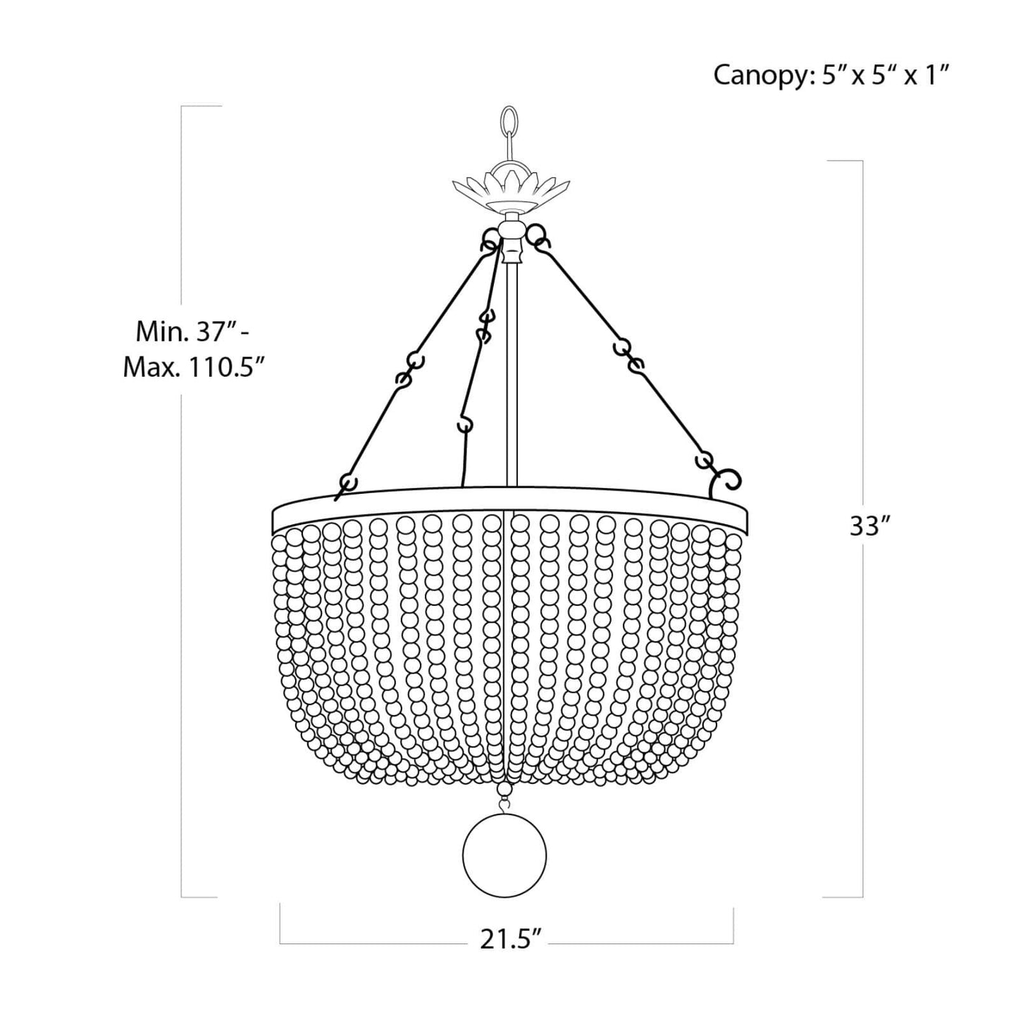 Noor Wood Bead Chandelier