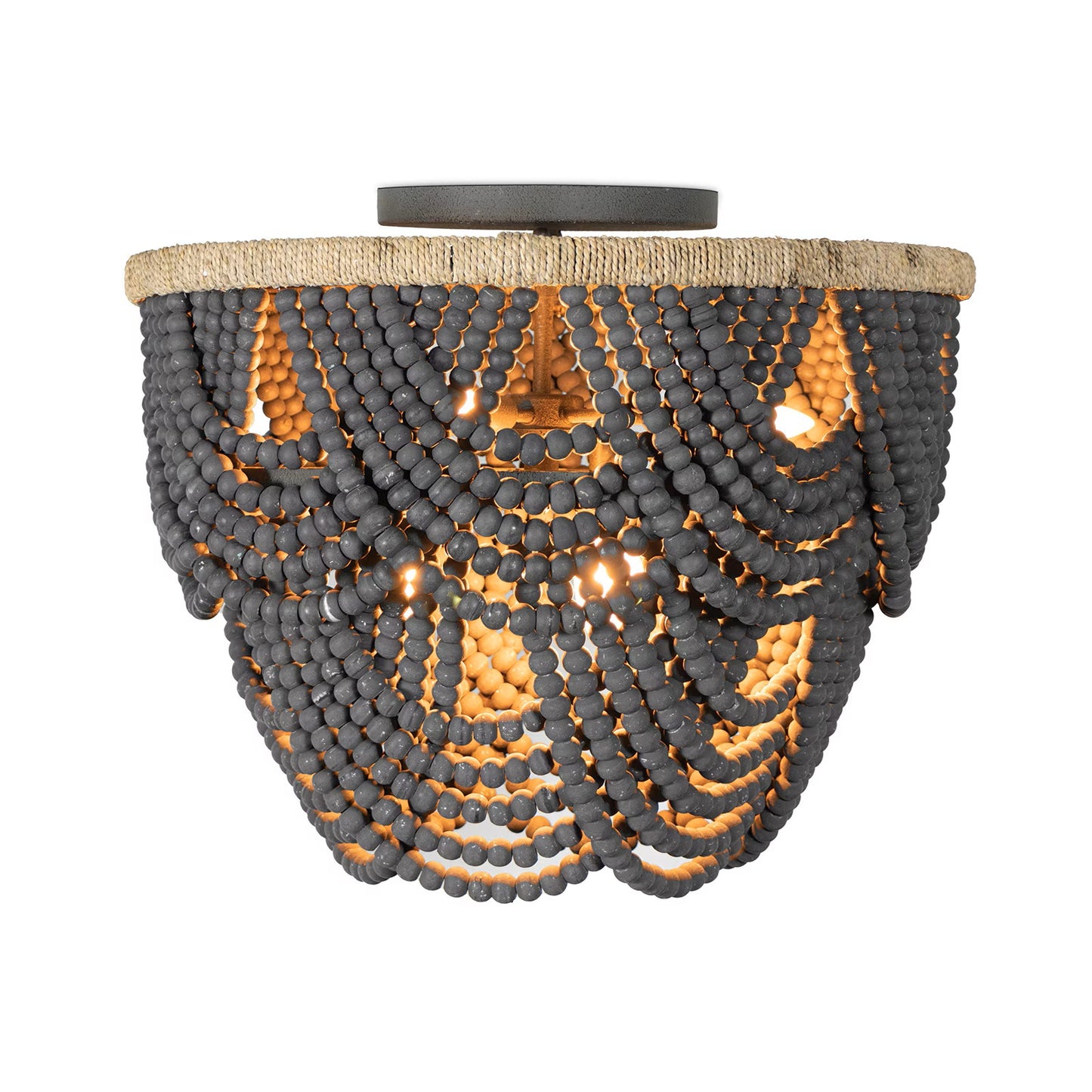 Gilmore Wood Bead Flush Mount - Gray