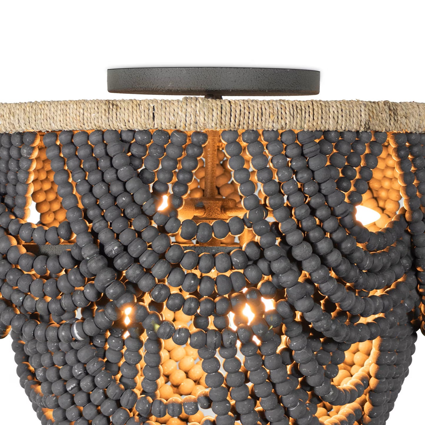 Gilmore Wood Bead Flush Mount - Gray